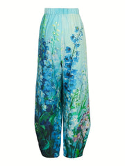 Floral Print Straight Leg Pants With Pockets