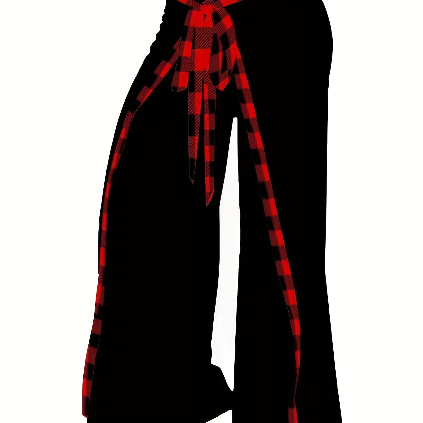  Plaid Print High Rise Wide Leg Pants With Belt