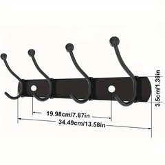 3pcs Stainless Steel Wall Mounted Coat And Hat Rack, 4 Hooks, Easy Installation