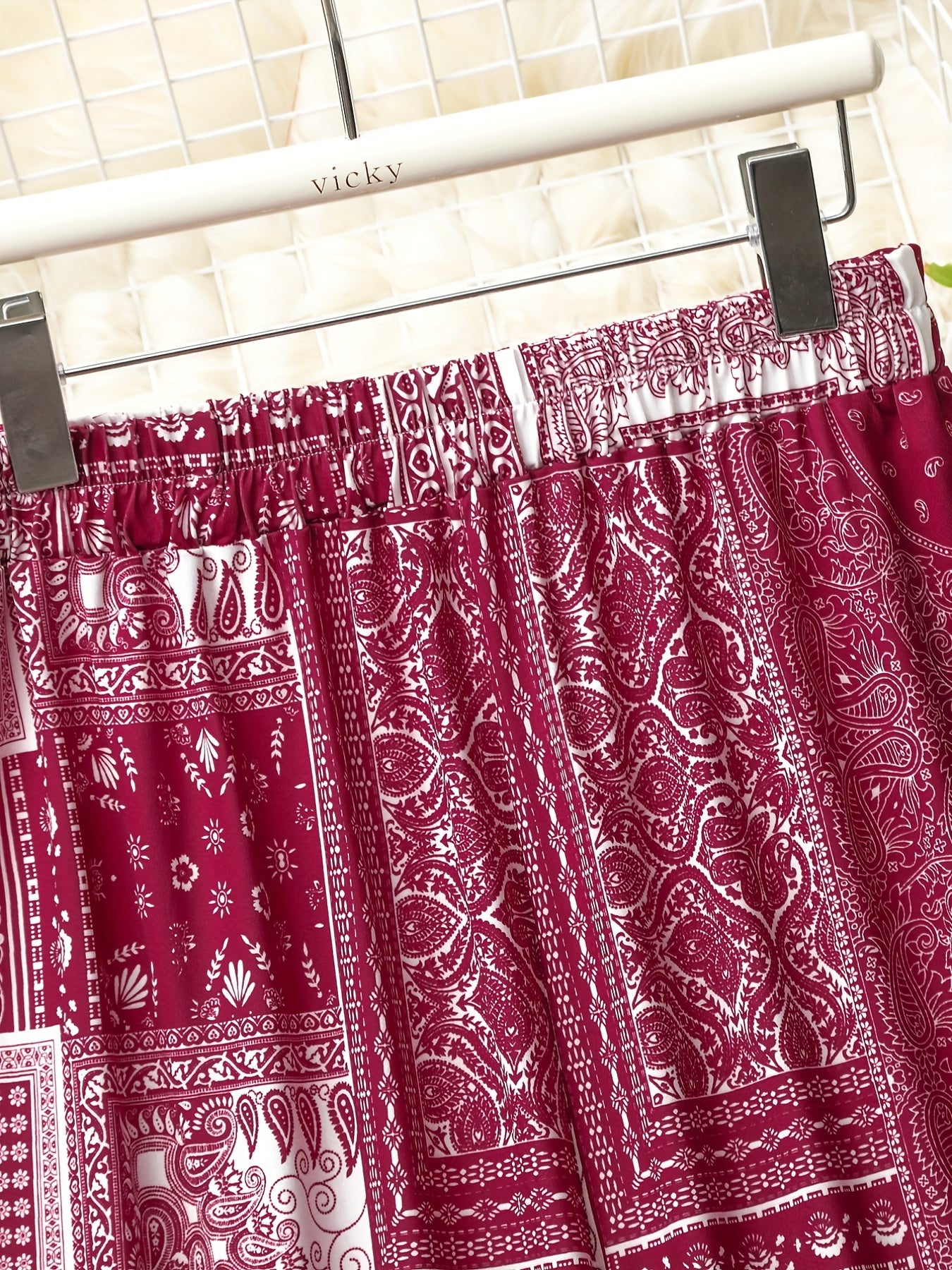 Random Print High Rise Plus Size Casual Pants