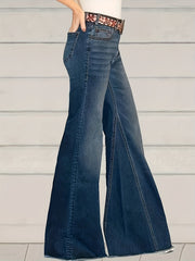 Women's Plus Button Fly High Rise Flared Leg Jeans
