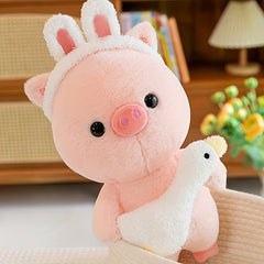 72in Plush Doll Funny Pig Holding Goose Stuffed Animal Children's Gift