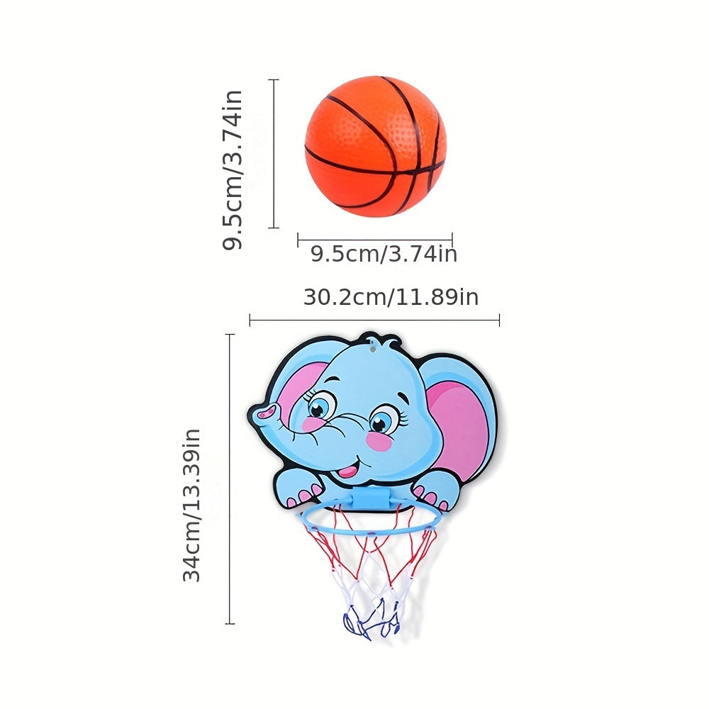 Kids Basketball Hoop Kit Cartoon Animals Basketball Stand Game Toys