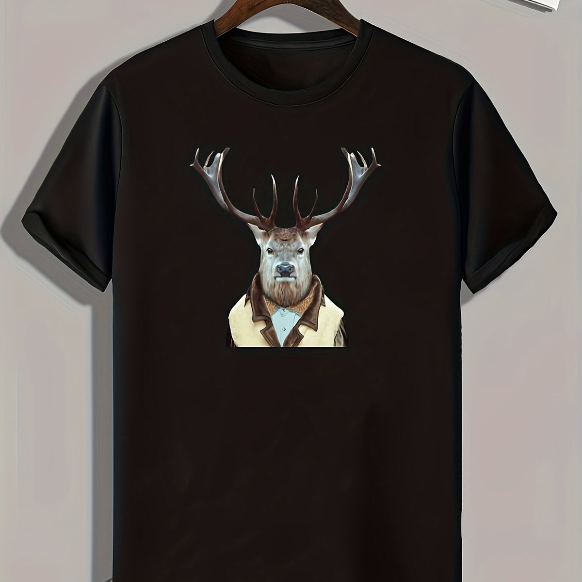 Deer Print Men's Graphic T-shirt for Summer