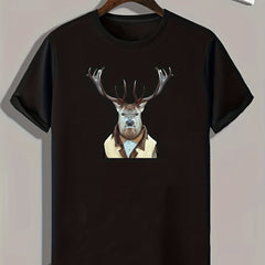 Deer Print Men's Graphic T-shirt for Summer