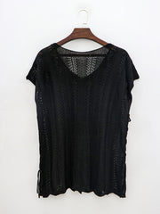  Sheer Cover Up Embroidered Drawstring Dress