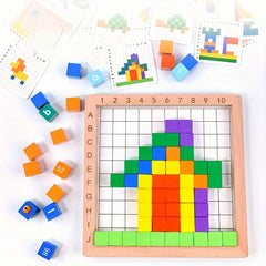 Wooden Counting Blocks Set Number Puzzle Cubes Educational Toy