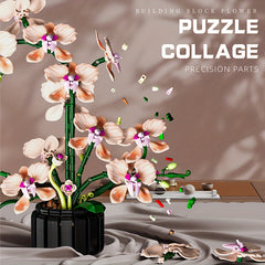 Orchid Building Blocks with Vase - Creative Room Decoration