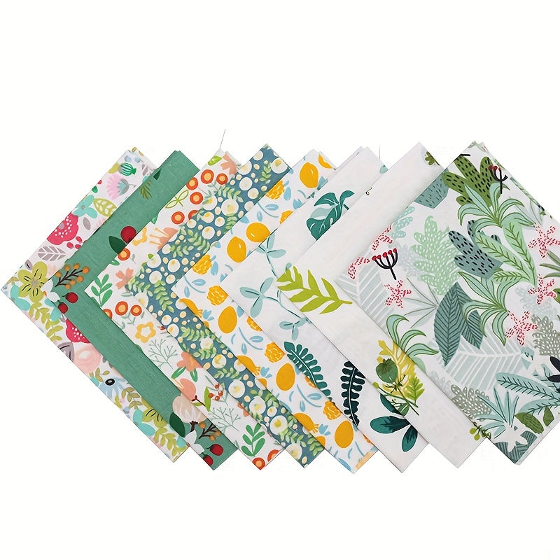 8pcs Colored Plant Flowers Patchwork Fabric DIY Sewing Quilting