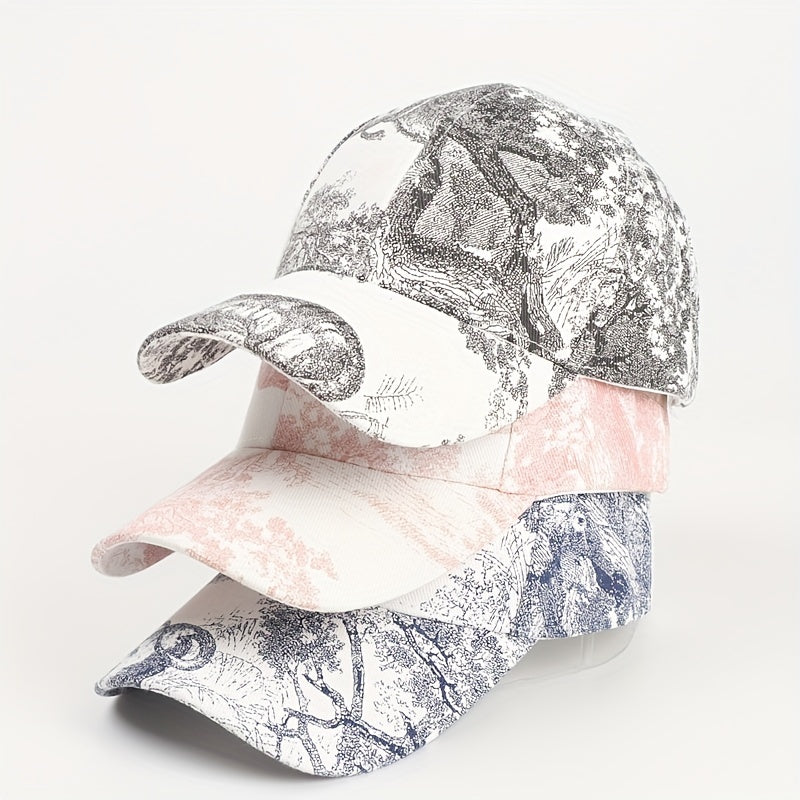 Mountain Water Painting Baseball Cap Men Women European American Curved Brim Pea