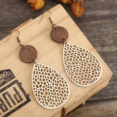 Hollow Leaf PU Leather Earrings Party Vacation Gift