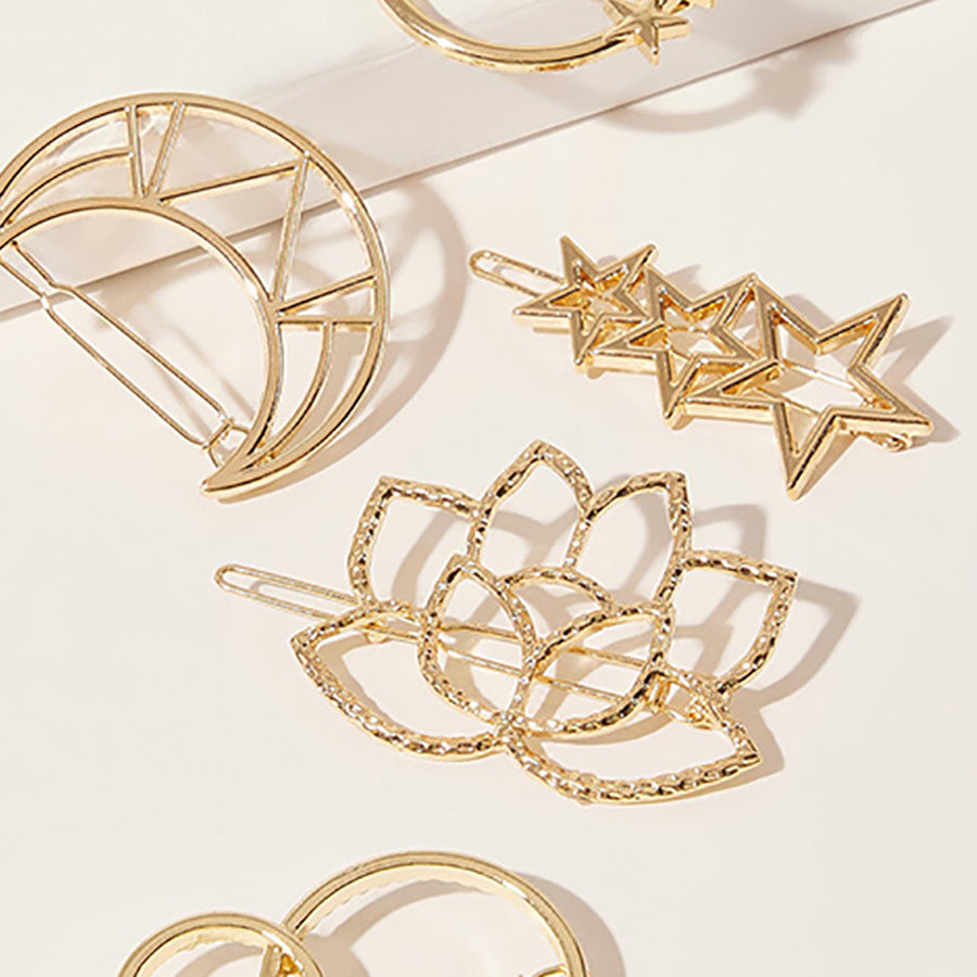 4pcs Star Moon Lotus Hair Clips Set
