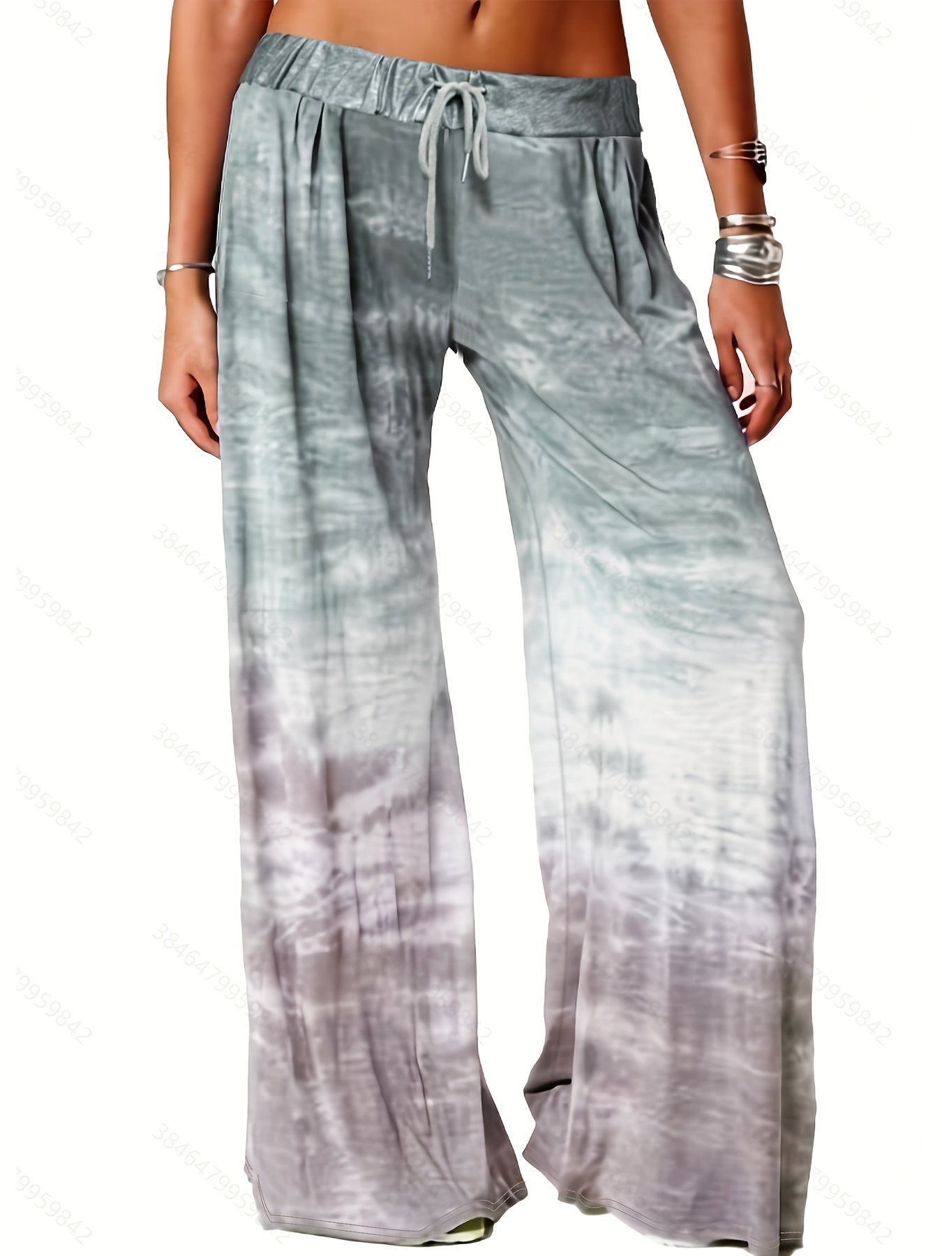 Women's Plus Ombre Print Wide Leg Drawstring Trousers