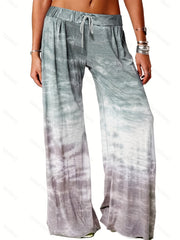 Women's Plus Ombre Print Wide Leg Drawstring Trousers