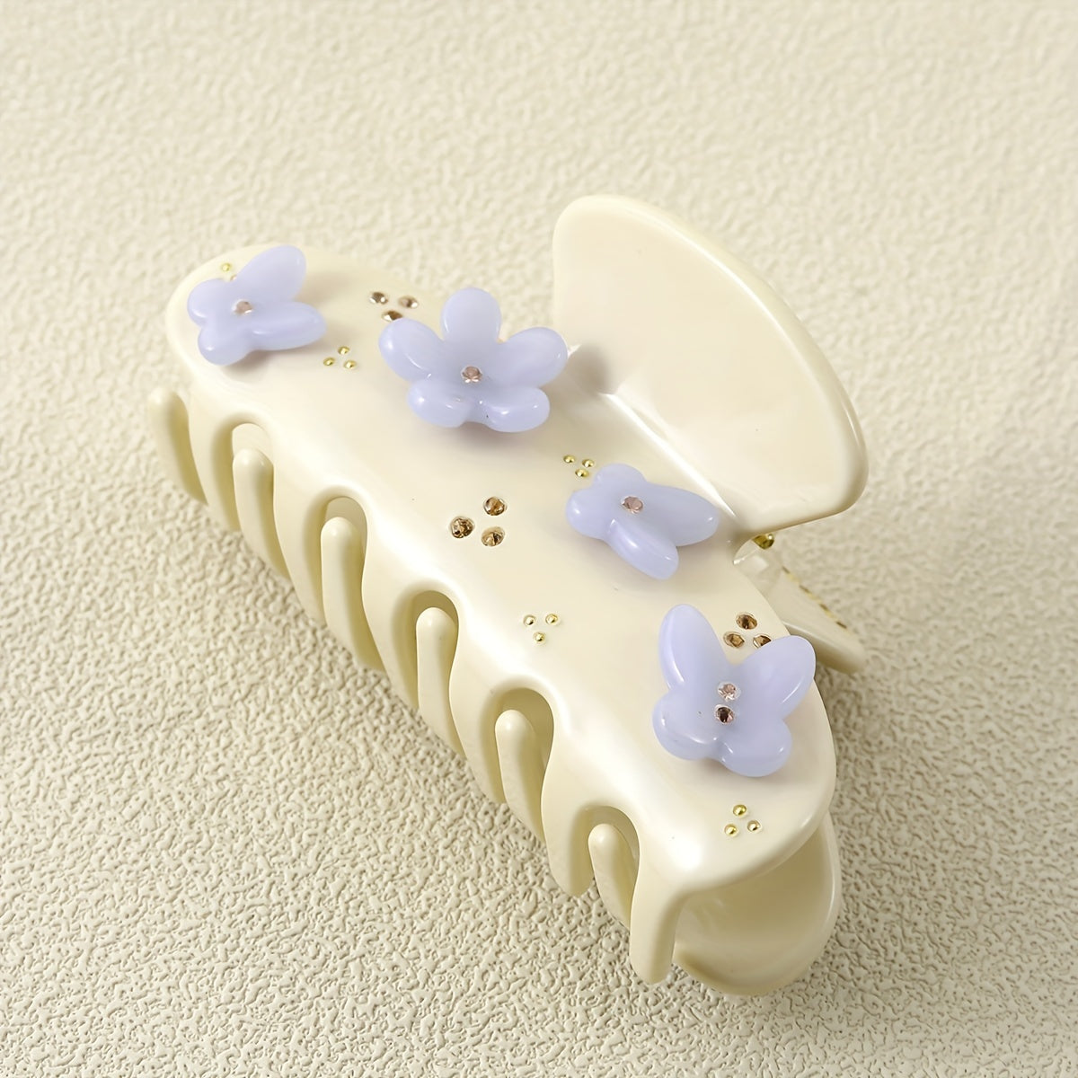 Acrylic Flower Rhinestone Hair Claw Large Shark Clip