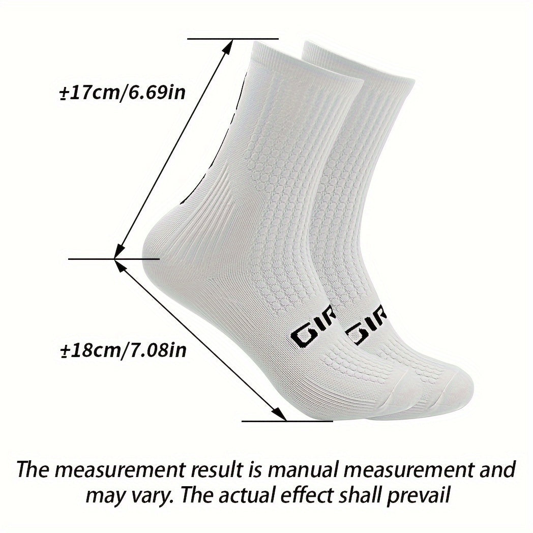 Men's Solid Woven Knit Breathable Crew Socks for Outdoor Activities
