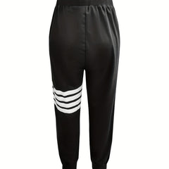  Stripe Print High Rise Joggers