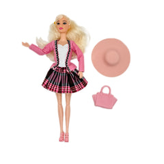 Posable Doll with Clothes, Bag, Hat - Playhouse Toy