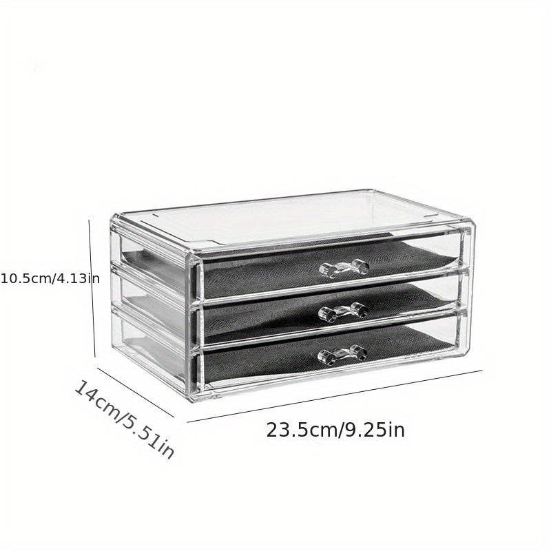 Clear Makeup Organizer Skin Care Cosmetic Display Case With Drawers
