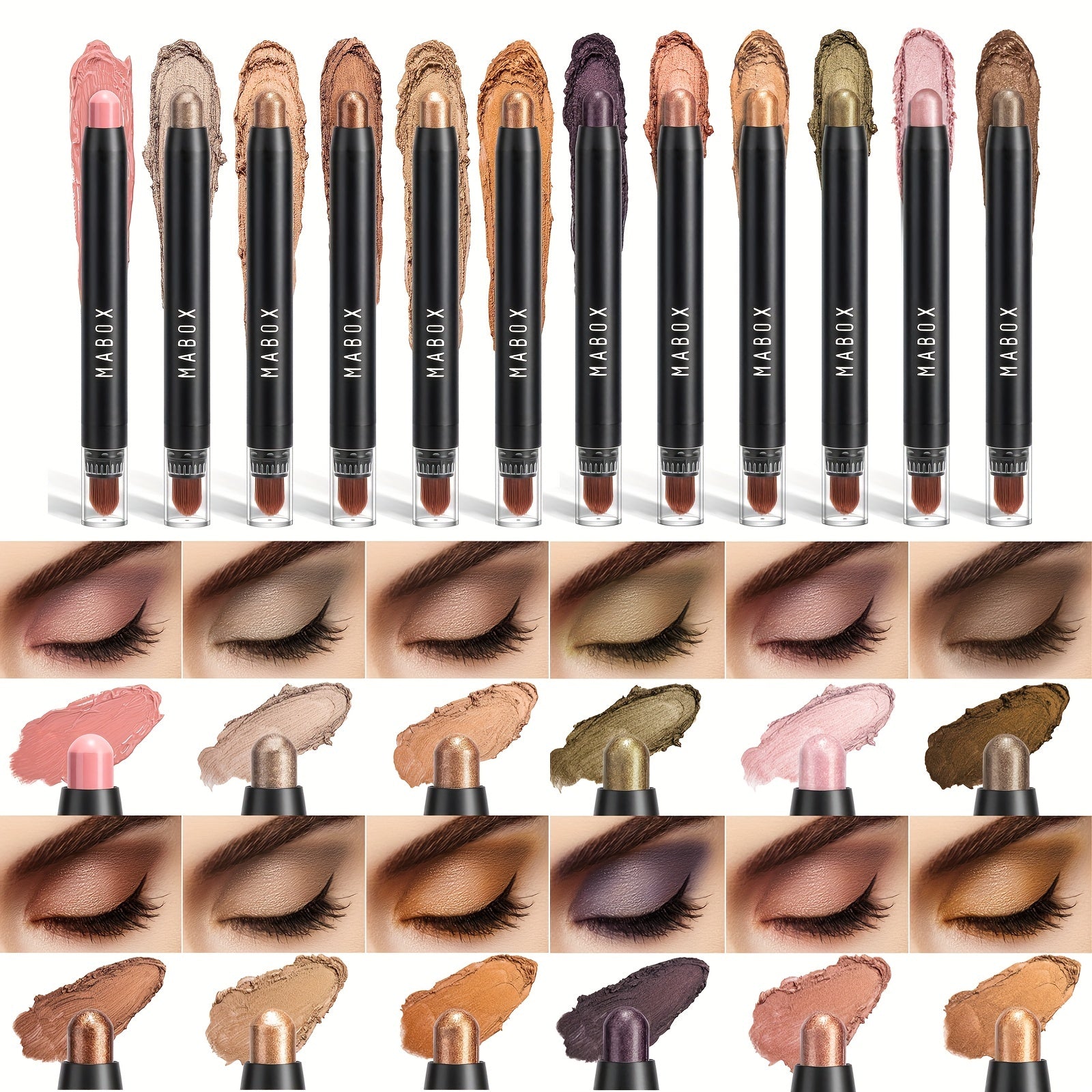 Creamy & Waterproof Eyeshadow Stick - Metallic Neutral and Brown Colors