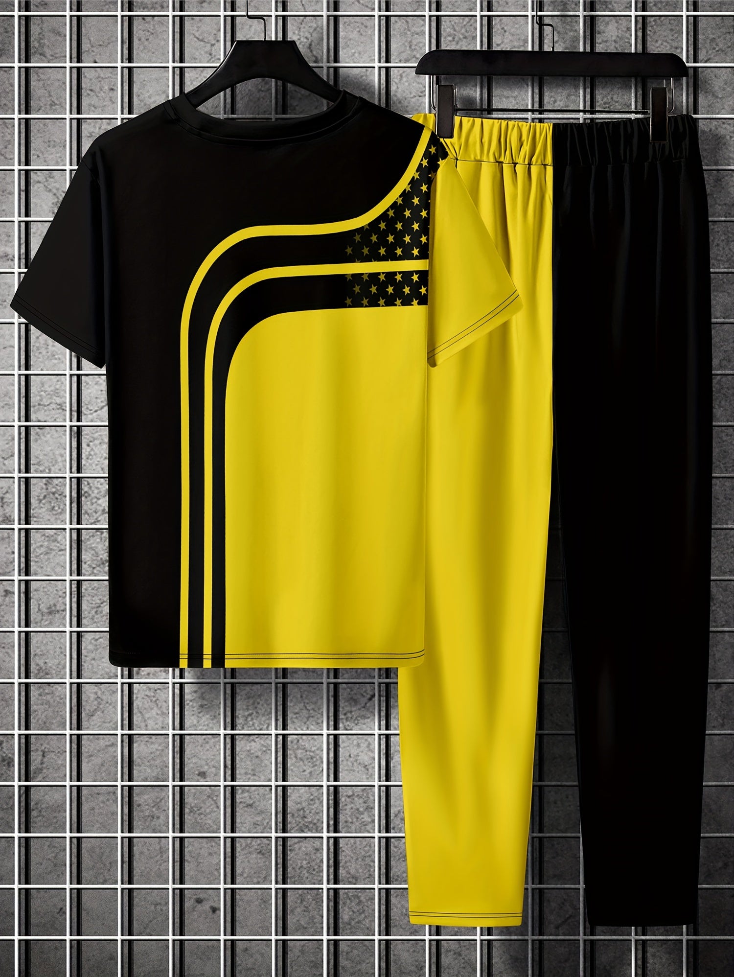 Men's 2 Piece Outfits T-shirt and Sweatpants Set for Spring