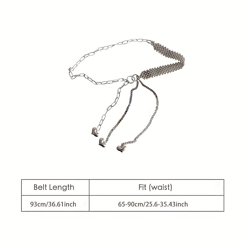 Heart Pendant Waist Chain Tassel Dress Girdle for Women
