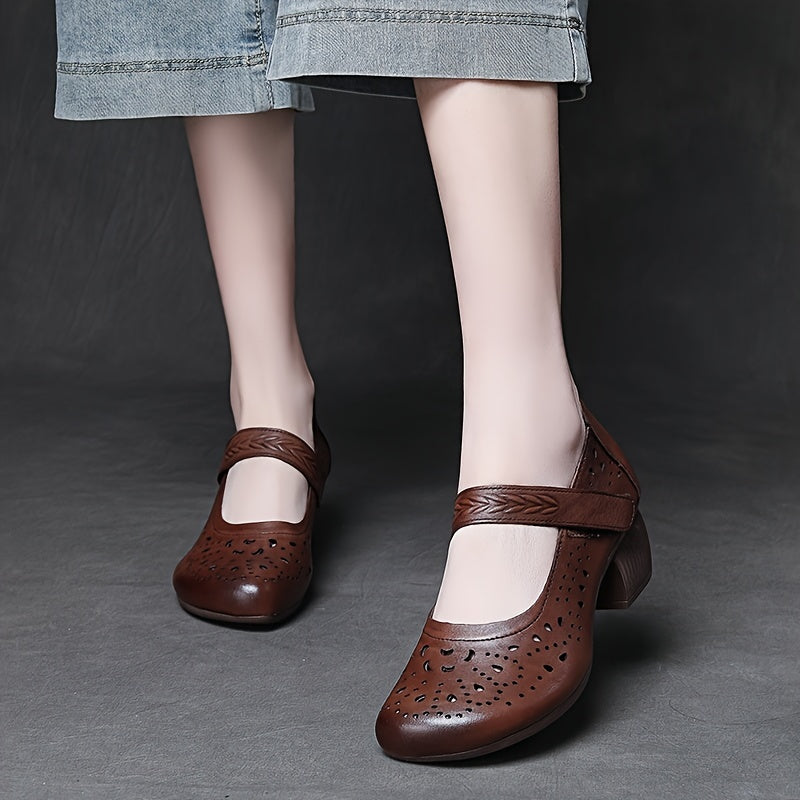 Women's Chunky Heel Hollow Out Casual Shoes