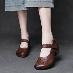 Women's Chunky Heel Hollow Out Casual Shoes