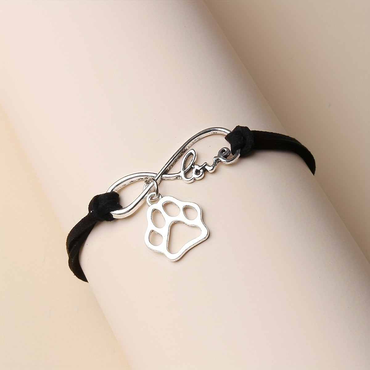 Pet Memorial Bracelet Number 8 Shape Dog Paw Charms