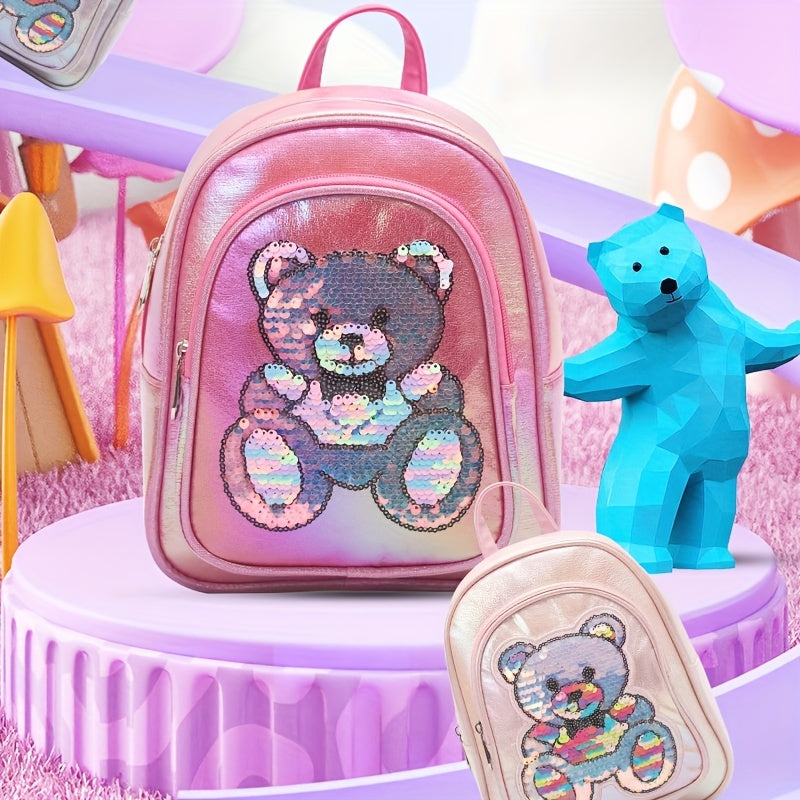 Sequin Bear Backpack For Teens Boys Girls Kindergarten School Bag