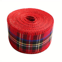 Burlap Colored Plaid Ribbon Roll 1.57inch 6m
