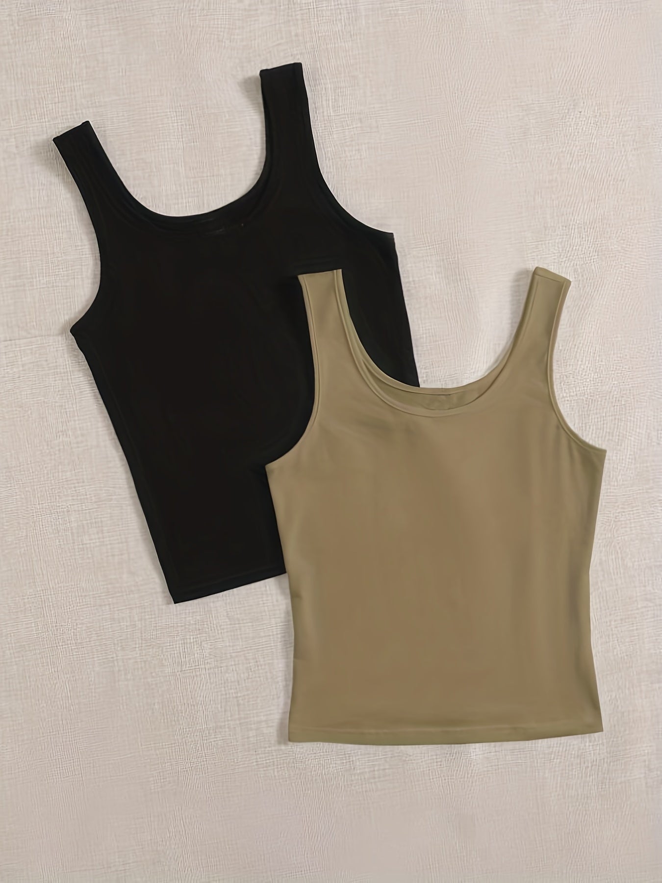 2-Pack Solid Crew Neck Sleeveless Tank Tops