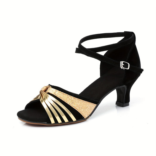 Women's Latin Dance Heels Cross Strap Ankle Buckle for Comfort & Style