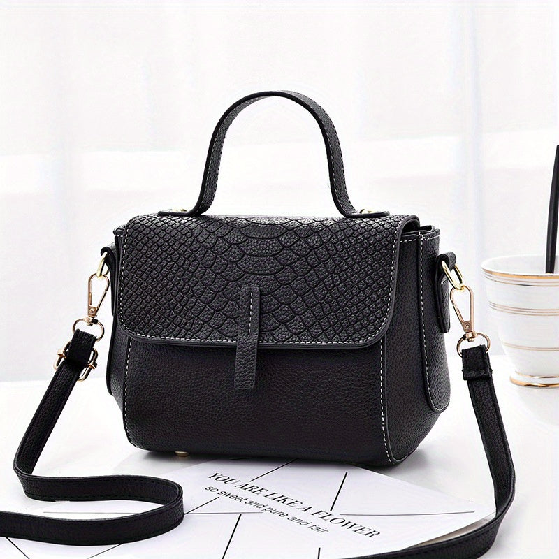 Small Snakeskin Embossed Crossbody Bag Women's Top Handle Purses