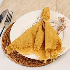 4pcs Cotton Napkins with Fringe for Dinners Parties Wedding