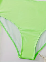  Solid Mesh Skirt & Bra & Panties Swimsuit Set