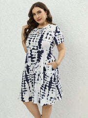 Leopard Print Short Sleeve Casual Dress with Pockets