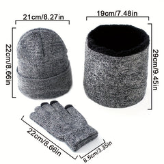 Winter Woolen Warm Knitted Hat Scarf Gloves Set