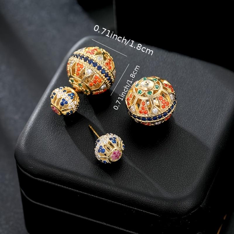Colorful Zircon Ball Drop Dangle Earrings Female Accessories 1Pair