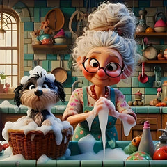 Cartoon Elderly Couple Puzzle 1000pcs Jigsaw Puzzle Adult Game Gift