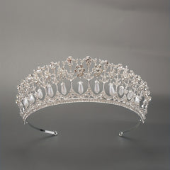 Princess Bridal Crown Rhinestone Faux Pearl Head Jewelry