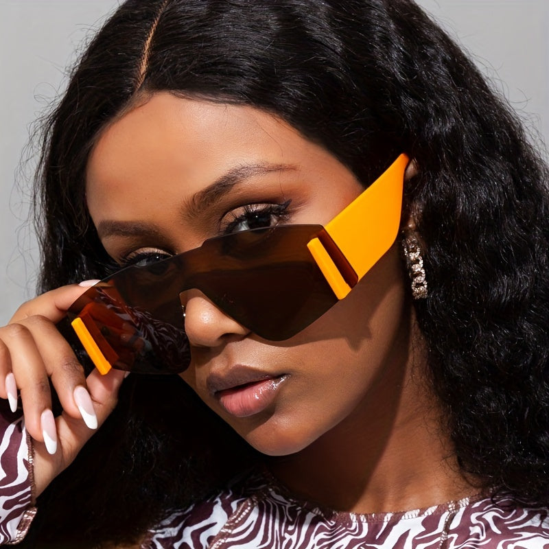 Y2K Rimless Sunglasses UV400 Sun Shades Outdoor Shield Sports