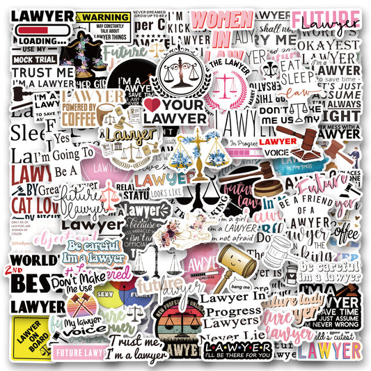100pcs Scales Of Justice Stickers for Water Bottle Laptop - Lawyer Men Women