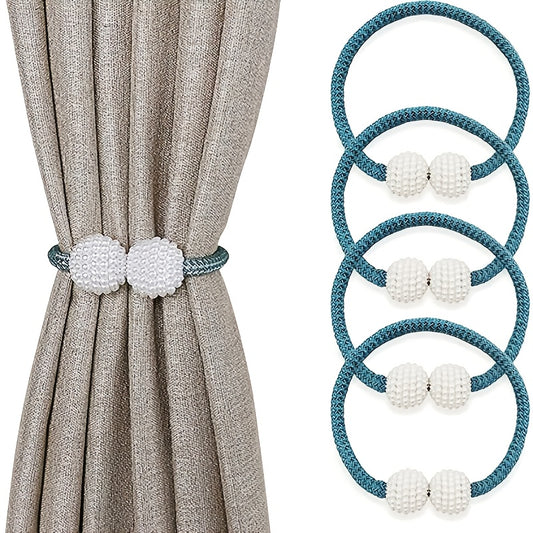 2pcs Faux Pearl Curtain Tiebacks for Blackout & Sheer Windows