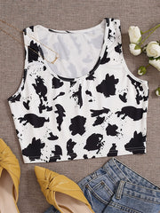 Dalmatian Print Crop Tank Top Sleeveless Summer Casual Women's Clothing