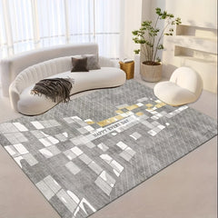 Geometric Faux Cashmere Area Rug Abstract Soft Modern Fluffy Micorfiber Mat