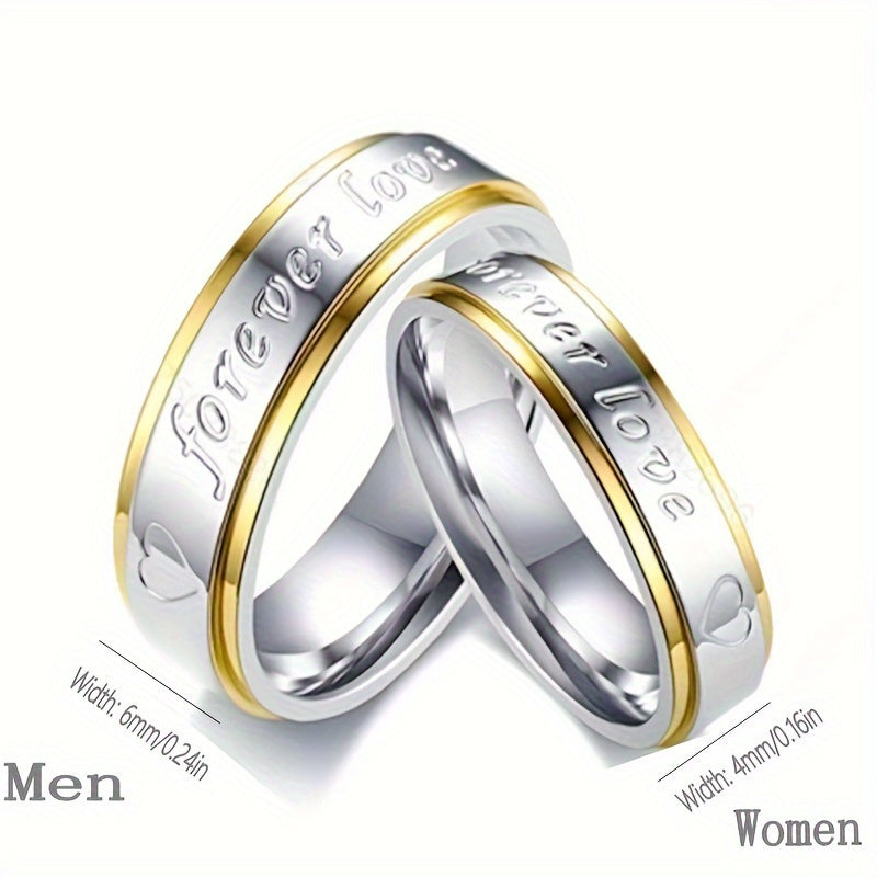 Golden & Silvery Polished Couple Ring Set