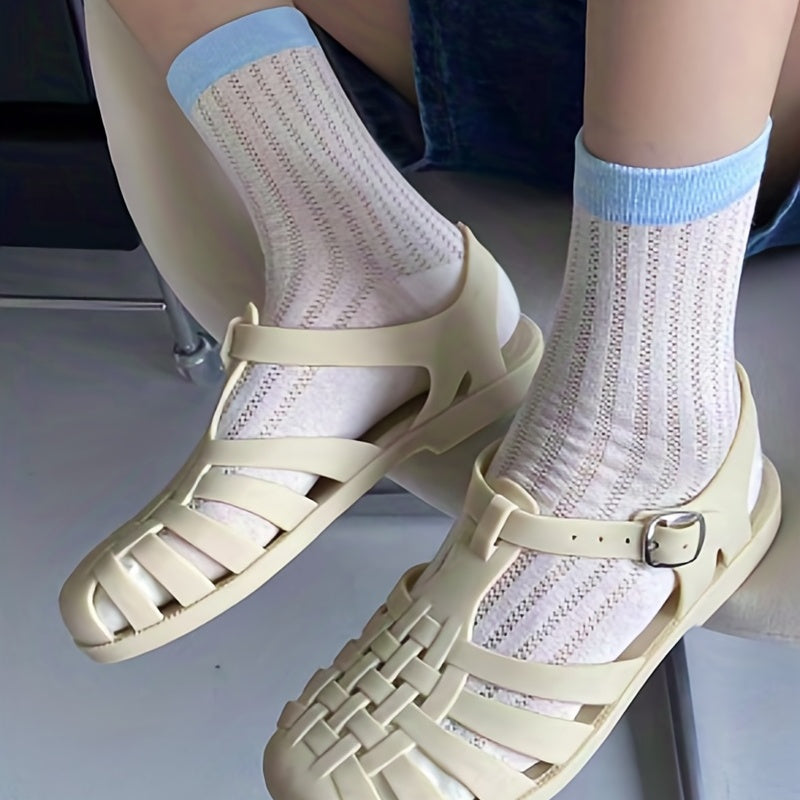 3 Pack Colorblock Crew Socks for Women