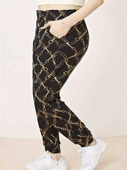  Abstract Figure Print Fitness Trousers