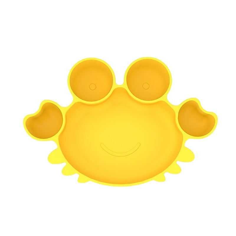 Colorful Small Crab Silicone Dinner Plate for Kids Red & Yellow